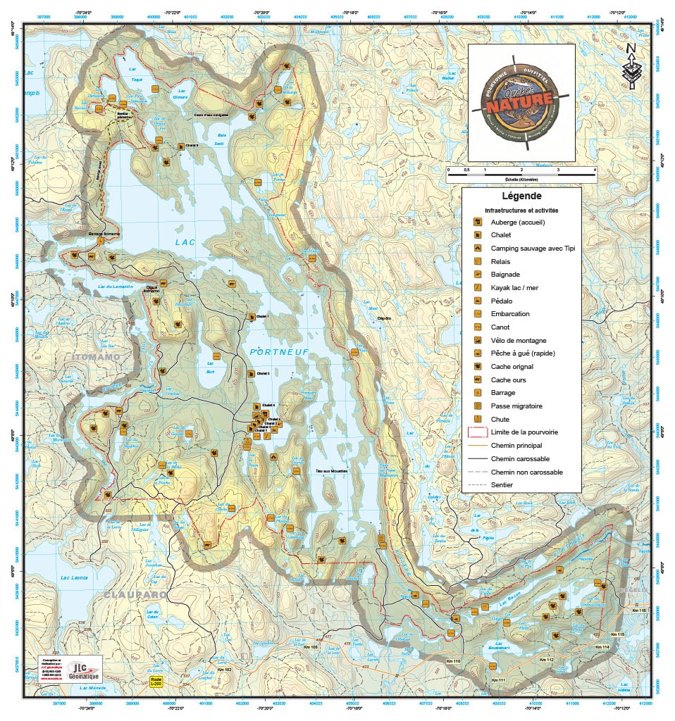 Pourvoirie Québec nature - carte du territoire de peche